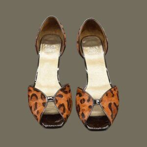 Saks Fifth Avenue Jackie Cheetah Print Leather Pumps SZ 8 M Brown on Brown